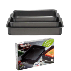 Conjundo De Assadeiras Retangulres Altas 3 Peças Fornerie