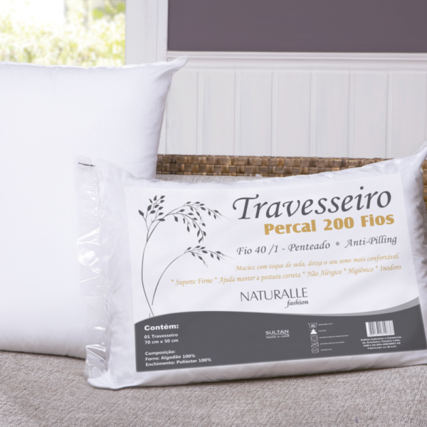 Travesseiro Naturalle Percal 200 Fios 50 x 70 Cm